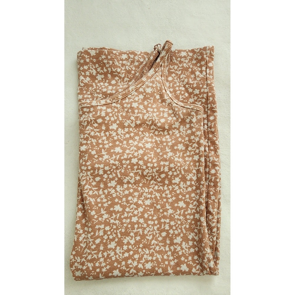 Old Navy Womens XL Cami Mini Dress Rust Orange Floral Ditsy Ribbed Sleeveless - Picture 7 of 7